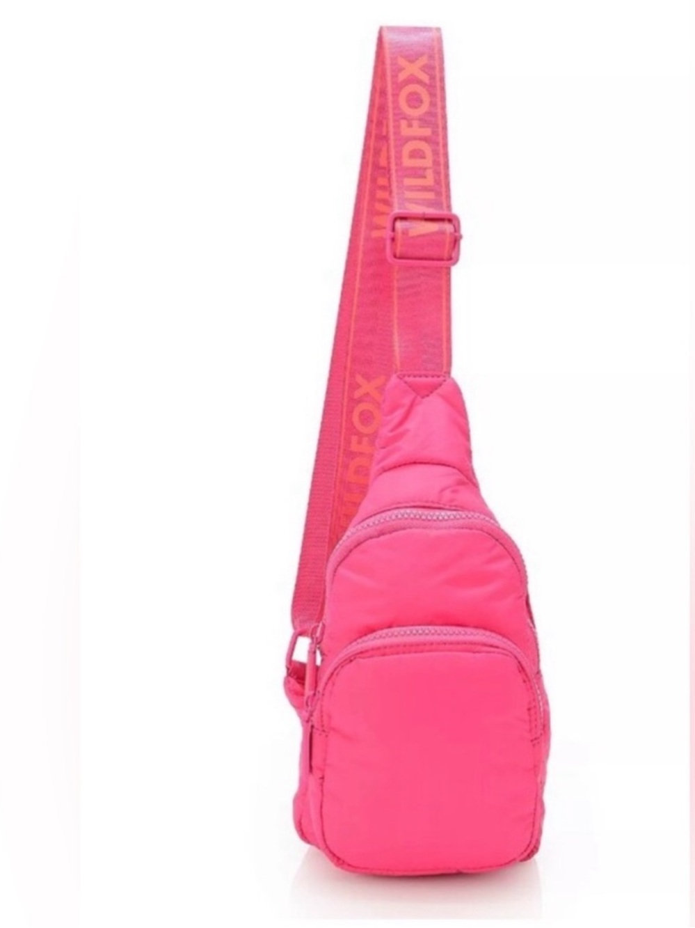 Wildfox Parachute CROSSBODY Double Zip Pocket Sling Belt Bag in Pink - Picture 7 of 8
